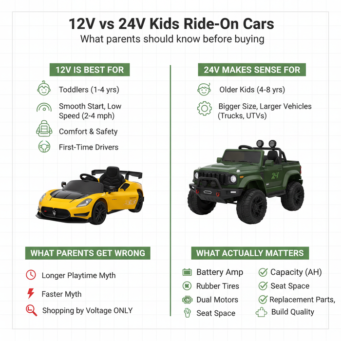 12v vs 24v kids ride-on cars