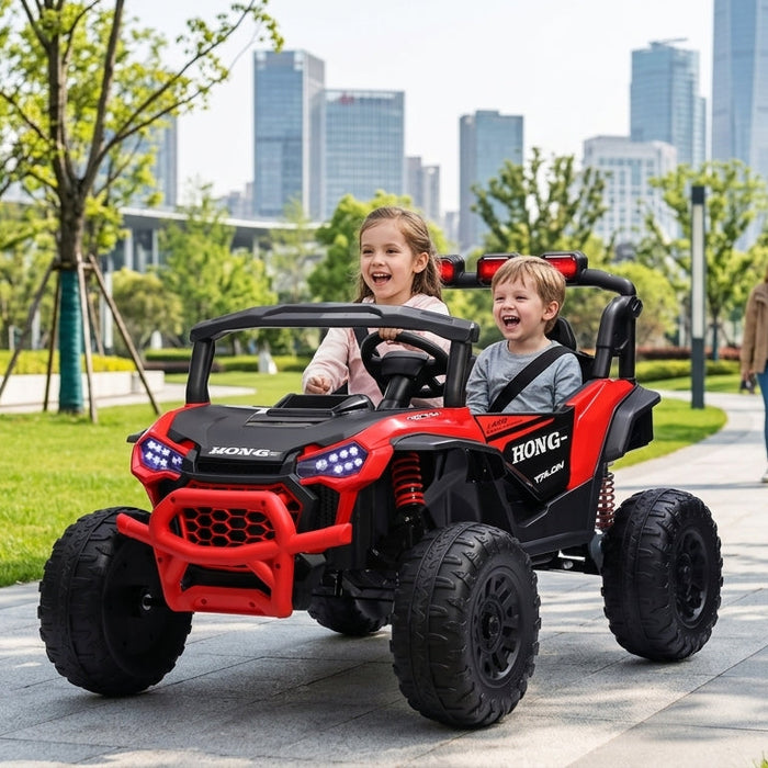 Kids Riding 24V Blazer UTV in a park