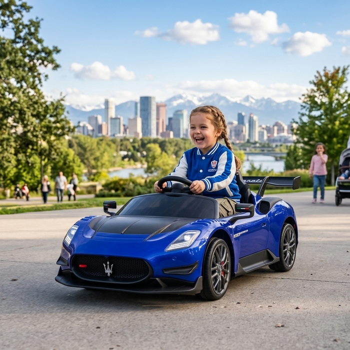 Maserati MC20 GT2 24V ride-on car for kids with LED lights and rubber tires