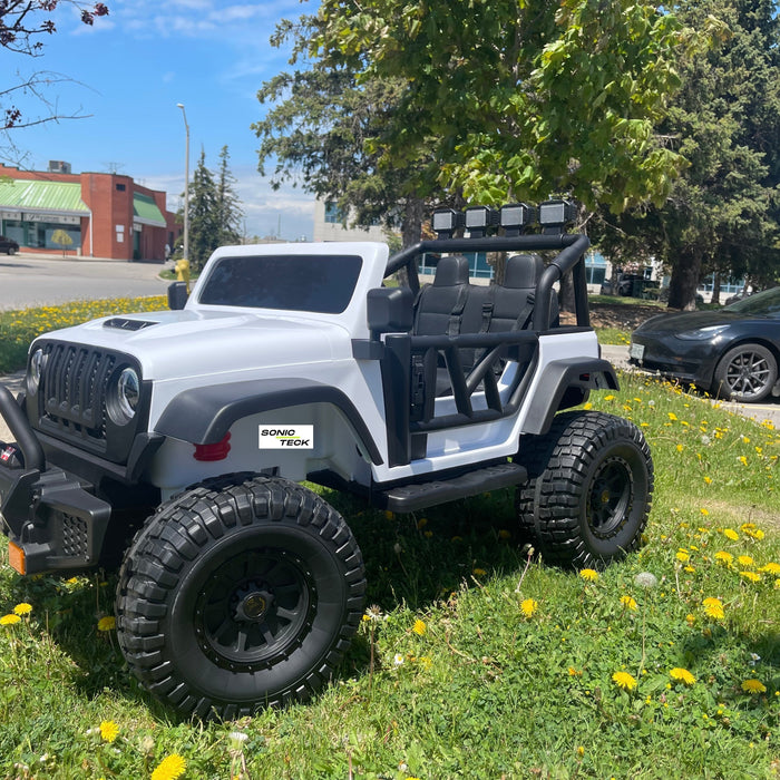 24 volt jeep ride on 2 seater for kids Canada with rubber tires remote control and suspension