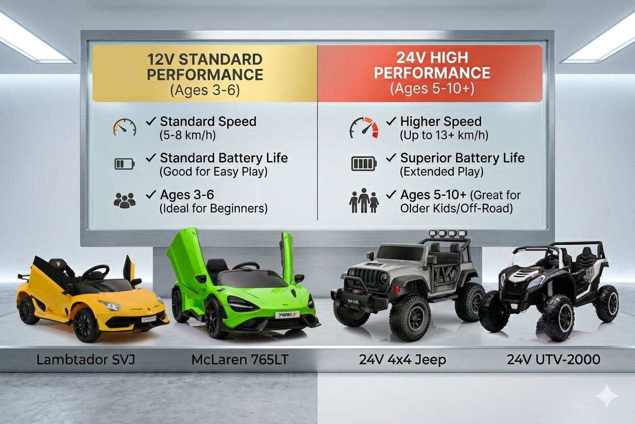 what's better 12v or 24v power wheels?
