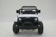 White ride-on Jeep Wrangler with LED headlights for kids