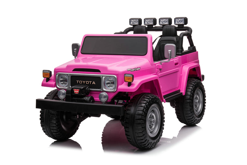 1974 Toyota LandCruiser 24V Ride-On Car – 2-Seater 4X4 SUV with Off-Road Suspension, Rubber Tires, Official Toyota Licensing, Working Headlights for Kids