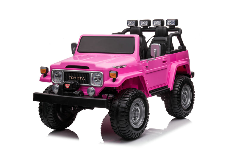 1974 Toyota LandCruiser 24V Ride-On Car – 2-Seater 4X4 SUV with Off-Road Suspension, Rubber Tires, Official Toyota Licensing, Working Headlights for Kids
