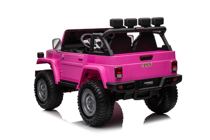 1974 Toyota LandCruiser 24V Ride-On Car – 2-Seater 4X4 SUV with Off-Road Suspension, Rubber Tires, Official Toyota Licensing, Working Headlights for Kids