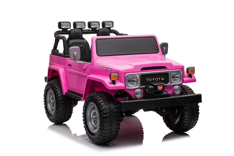 1974 Toyota LandCruiser 24V Ride-On Car – 2-Seater 4X4 SUV with Off-Road Suspension, Rubber Tires, Official Toyota Licensing, Working Headlights for Kids