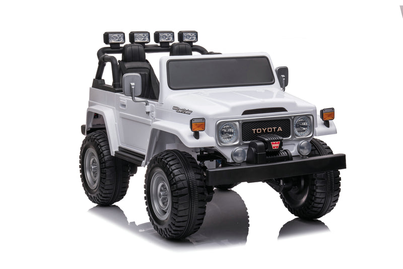 1974 Toyota LandCruiser 24V Ride-On Car – 2-Seater 4X4 SUV with Off-Road Suspension, Rubber Tires, Official Toyota Licensing, Working Headlights for Kids