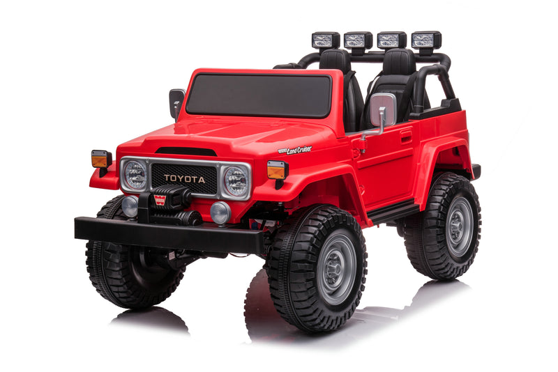 1974 Toyota LandCruiser 24V Ride-On Car – 2-Seater 4X4 SUV with Off-Road Suspension, Rubber Tires, Official Toyota Licensing, Working Headlights for Kids