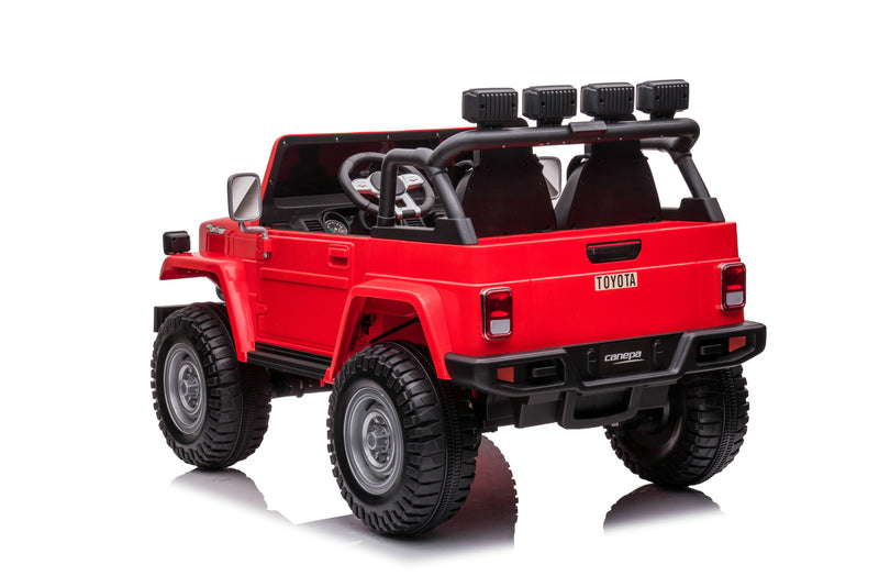 1974 Toyota LandCruiser 24V Ride-On Car – 2-Seater 4X4 SUV with Off-Road Suspension, Rubber Tires, Official Toyota Licensing, Working Headlights for Kids