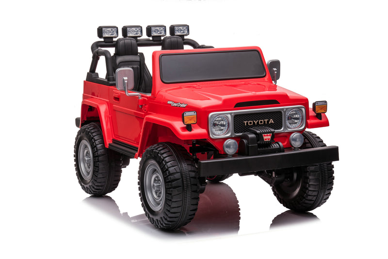 1974 Toyota LandCruiser 24V Ride-On Car – 2-Seater 4X4 SUV with Off-Road Suspension, Rubber Tires, Official Toyota Licensing, Working Headlights for Kids