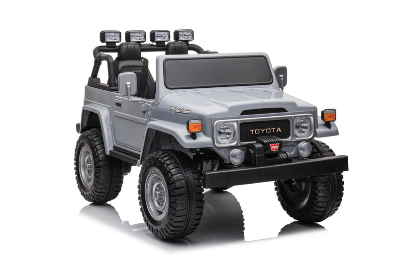 1974 Toyota LandCruiser 24V Ride-On Car – 2-Seater 4X4 SUV with Off-Road Suspension, Rubber Tires, Official Toyota Licensing, Working Headlights for Kids