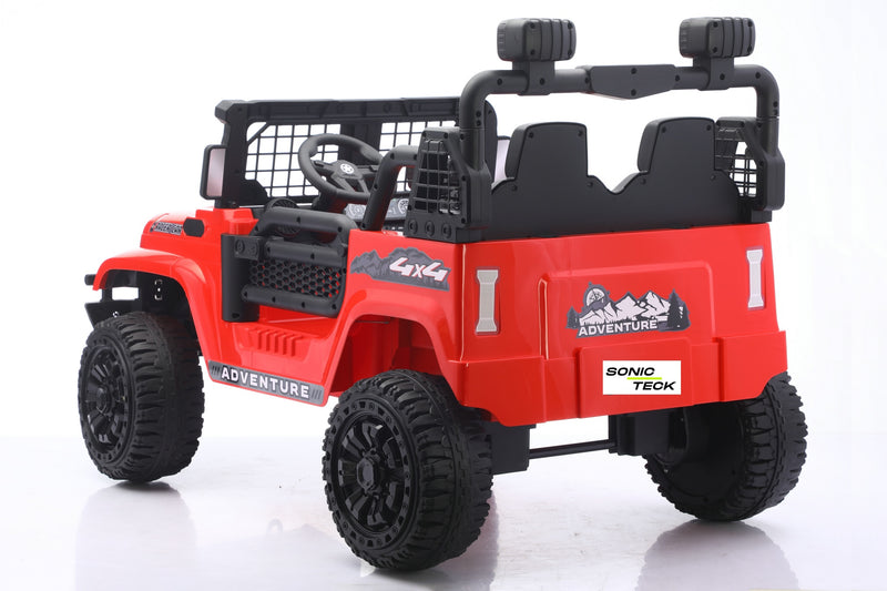 Interior view of a 24V kids Jeep showing seating space for two riders