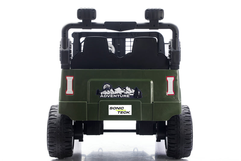 Premium 24V kids Jeep with Bluetooth, music, suspension, and LED lights