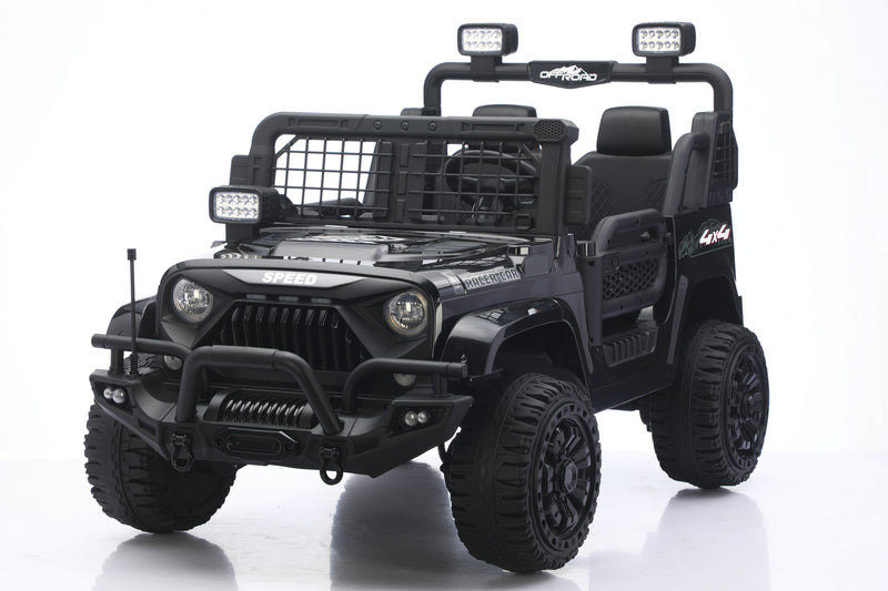 24V kids ride-on Jeep shown as a fun and feature-packed choice for young drivers