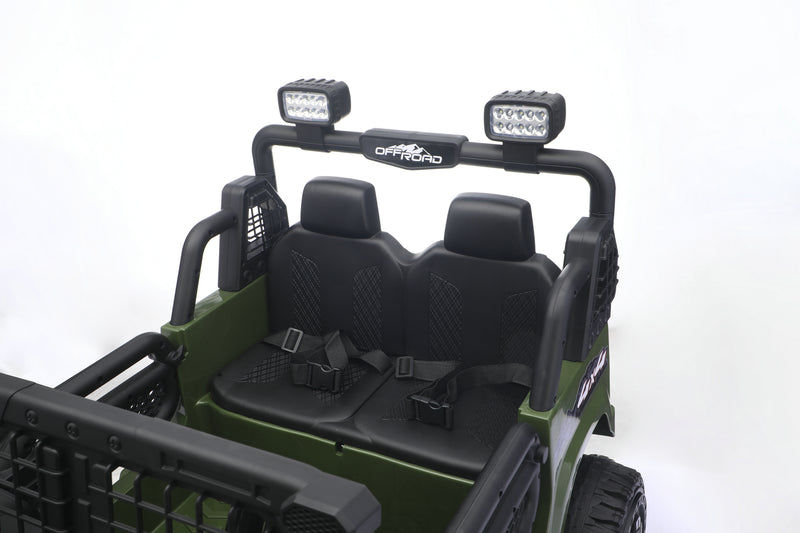 Kids Jeep with opening doors and seat belts for added convenience and safety