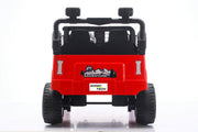 Rear view of a 24V kids Jeep with realistic design and spacious 2-seater body