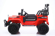Full body view of a kids electric Jeep 24V with LED lights and opening doors