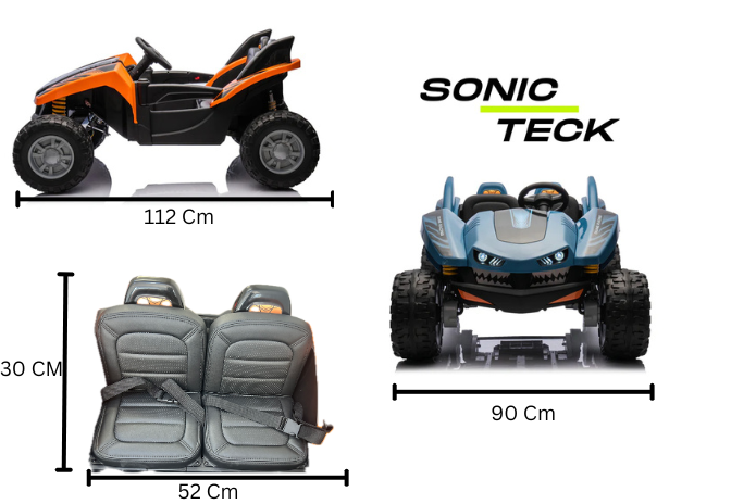 Shark Dune Racer 24V 4x4 Ride-On Car – 2-Seater Kids Electric Dune Buggy with Rubber Wheels, Leather Seats, and Metal Chassis