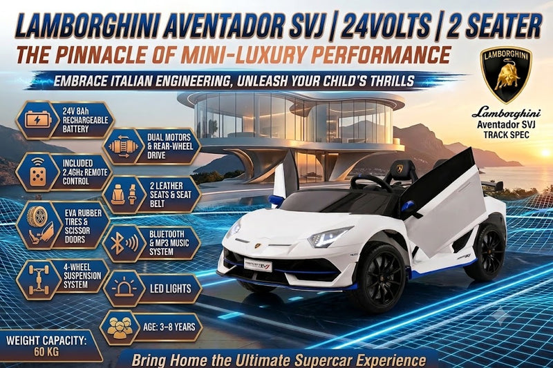 Lamborghini Aventador SVJ 24Volts | 2 Seater Ride on Car | Bluetooth | Phone App