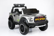 Ford F150 Raptor 12V Two-Seater Kids Ride-On Truck 4x4 with Rubber Wheels, Leather Seats, Hydraulics, Remote Control and LED Lights