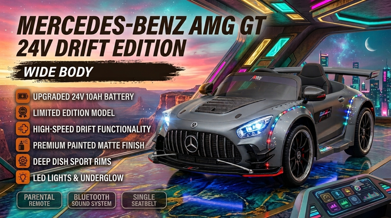 Mercedes-Benz AMG GT 24V Drift Edition Ride-On Car for Kids | Wide Body 2 Seater