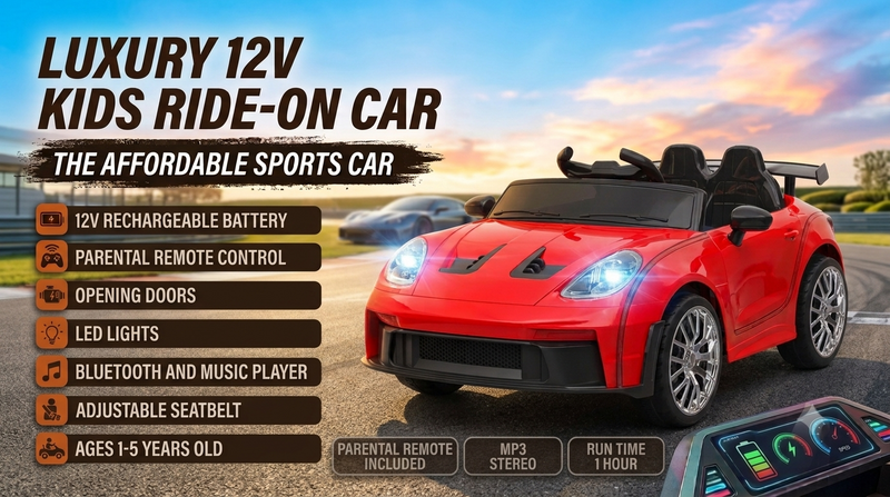 12V Kids Ride-On Car with Remote Control | Luxury Style Electric Car for Kids