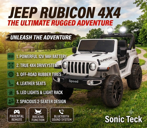 4x4 Kids Jeep Rubicon ride-on toy car with rubber wheels