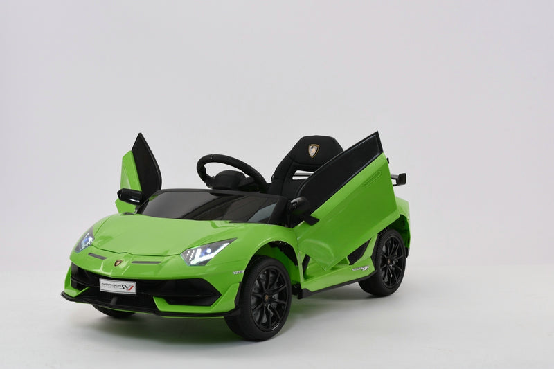 Green Lamborghini_aventador_svj_ride_on_car_kids_car_lamborhini_12volts_12v_SonicTeck_TOycarsCanada_remote_control_kids_ride_on_