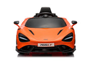 McLaren 765LT 12V Kids Ride-On Car in orange with rubber tires, leather seat, LED lights, butterfly doors, parental remote control, and rechargeable battery.
electric-powered kids ride on car McLaren 765LT 12v