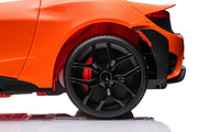 McLaren 765LT 12V Kids Ride-On Car in orange with rubber tires, leather seat, LED lights, butterfly doors, parental remote control, and rechargeable battery.
electric-powered kids ride on car McLaren 765LT 12v