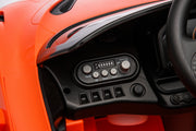 McLaren 765LT 12V Kids Ride-On Car in orange with rubber tires, leather seat, LED lights, butterfly doors, parental remote control, and rechargeable battery.
electric-powered kids ride on car McLaren 765LT 12v