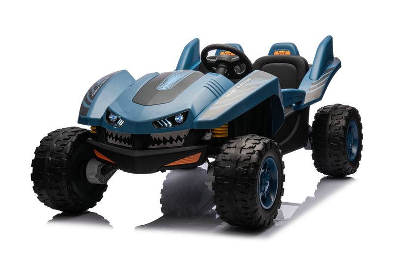 Shark Dune Racer 24V 4x4 Ride-On Car – 2-Seater Kids Electric Dune Buggy with Rubber Wheels, Leather Seats, and Metal Chassis