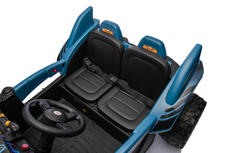 Shark Dune Racer 24V 4x4 Ride-On Car – 2-Seater Kids Electric Dune Buggy with Rubber Wheels, Leather Seats, and Metal Chassis