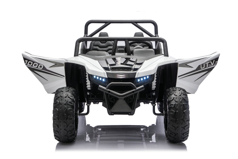 Lifted suspension and aggressive stance of the Apex XXL UTV.