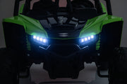 Dashboard controls and driving features inside the Apex XXL UTV.