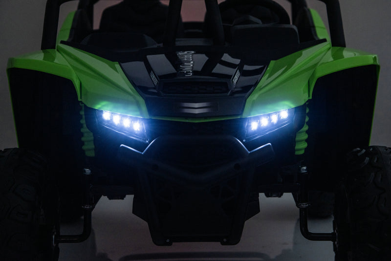 Dashboard controls and driving features inside the Apex XXL UTV.