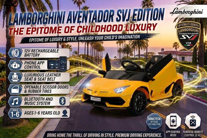 Lamborghini Aventador SVJ | Kids Ride on Car | Remote | Bluetooth | Leather Seat | Phone App