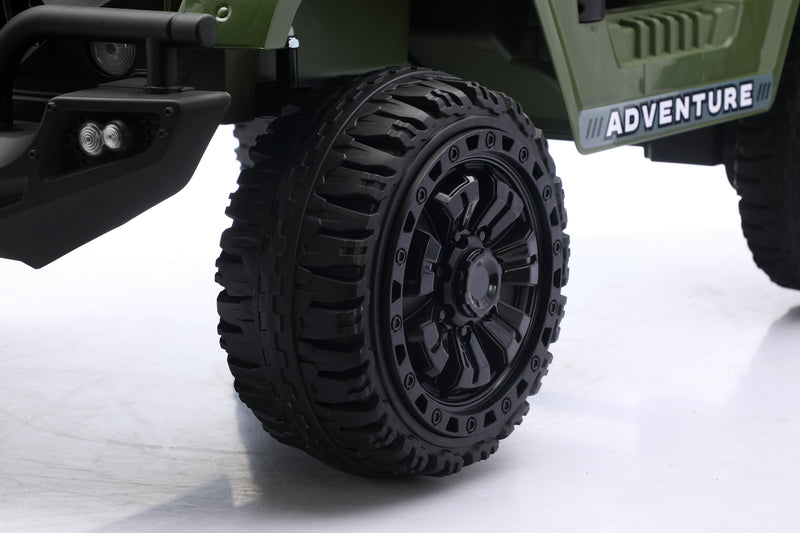 Powerful 24V ride-on Jeep for kids with 2-seater design and smooth suspension