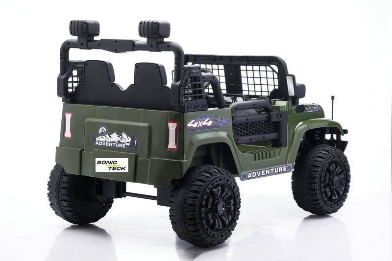 Opening door detail on a 24V 2-seater kids ride-on Jeep