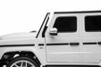 Kids electric Mercedes G63 SUV ride-on car with LED lights, leather seats, and Bluetooth audio.