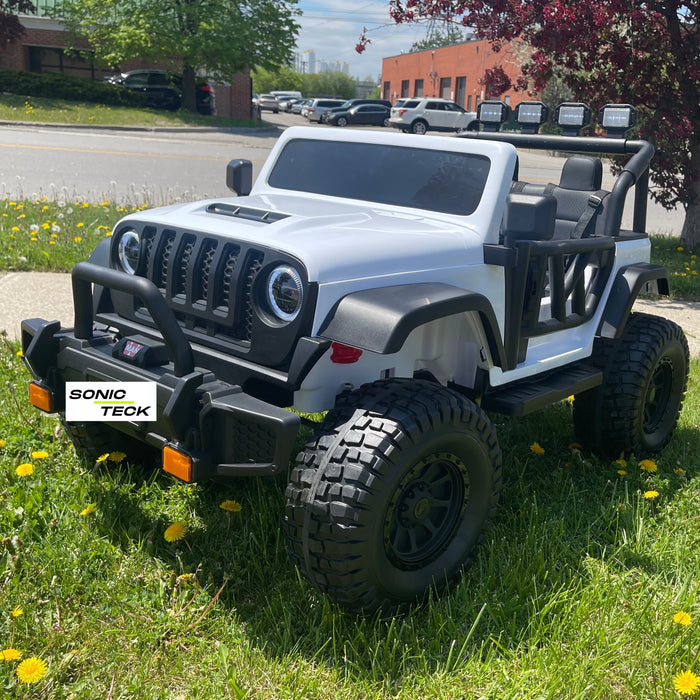 Monster Jeep 24V Ride-On Car – 2-Seater, 4X4 with 800W Motors, Lifted Suspension, Rubber Wheels, Bluetooth, LED Lights, and Parental Remote for Kids