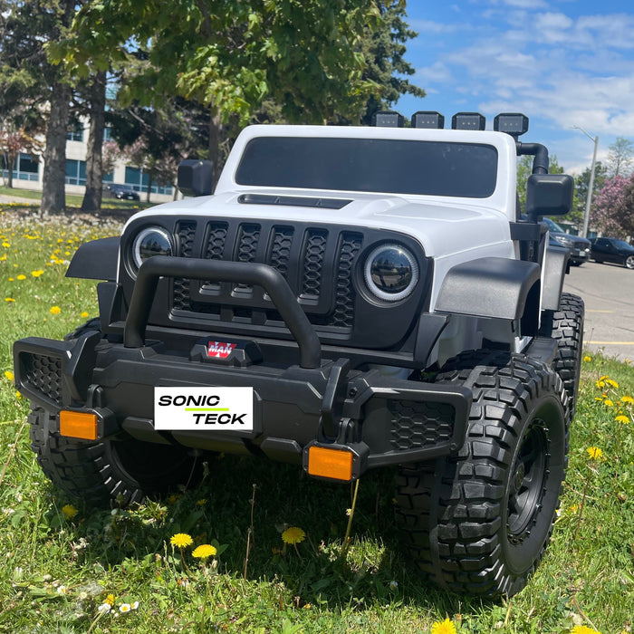 Monster Jeep 24V Ride-On Car – 2-Seater, 4X4 with 800W Motors, Lifted Suspension, Rubber Wheels, Bluetooth, LED Lights, and Parental Remote for Kids