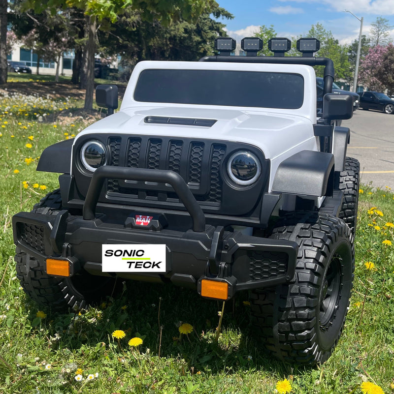 Monster Jeep 24V Ride-On Car – 2-Seater, 4X4 with 800W Motors, Lifted Suspension, Rubber Wheels, Bluetooth, LED Lights, and Parental Remote for Kids