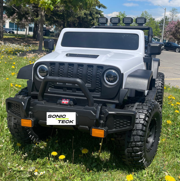 Monster Jeep 24V Ride-On Car – 2-Seater, 4X4 with 800W Motors, Lifted Suspension, Rubber Wheels, Bluetooth, LED Lights, and Parental Remote for Kids