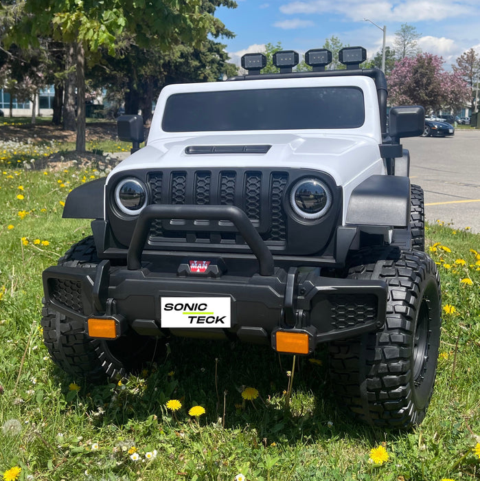 Monster Jeep 24V Ride-On Car – 2-Seater, 4X4 with 800W Motors, Lifted Suspension, Rubber Wheels, Bluetooth, LED Lights, and Parental Remote for Kids