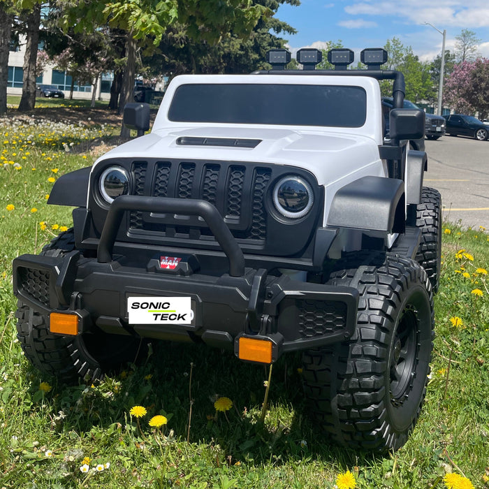 Monster Jeep 24V Ride-On Car – 2-Seater, 4X4 with 800W Motors, Lifted Suspension, Rubber Wheels, Bluetooth, LED Lights, and Parental Remote for Kids