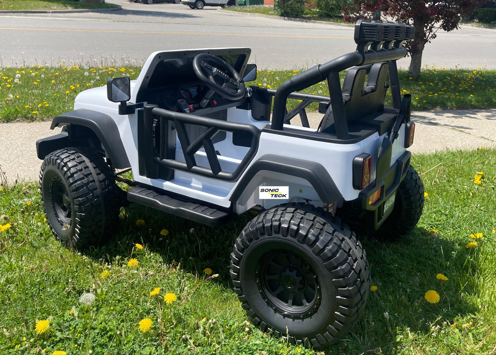 Monster Jeep 24V Ride-On Car – 2-Seater, 4X4 with 800W Motors, Lifted Suspension, Rubber Wheels, Bluetooth, LED Lights, and Parental Remote for Kids