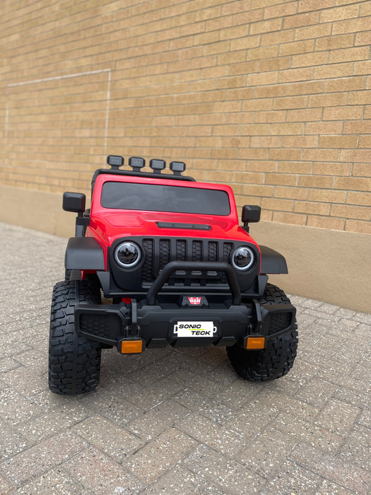 Monster Jeep 24V Ride-On Car – 2-Seater, 4X4 with 800W Motors, Lifted Suspension, Rubber Wheels, Bluetooth, LED Lights, and Parental Remote for Kids