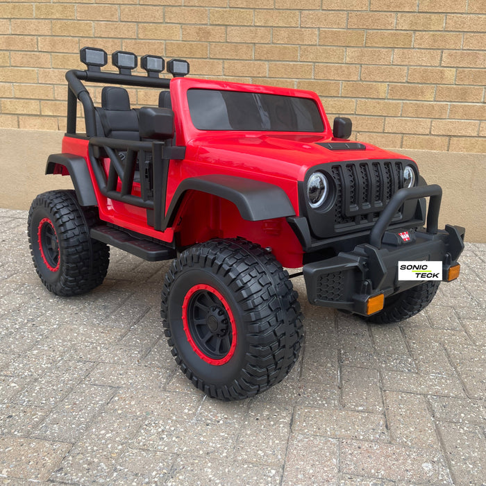 Monster Jeep 24V Ride-On Car – 2-Seater, 4X4 with 800W Motors, Lifted Suspension, Rubber Wheels, Bluetooth, LED Lights, and Parental Remote for Kids