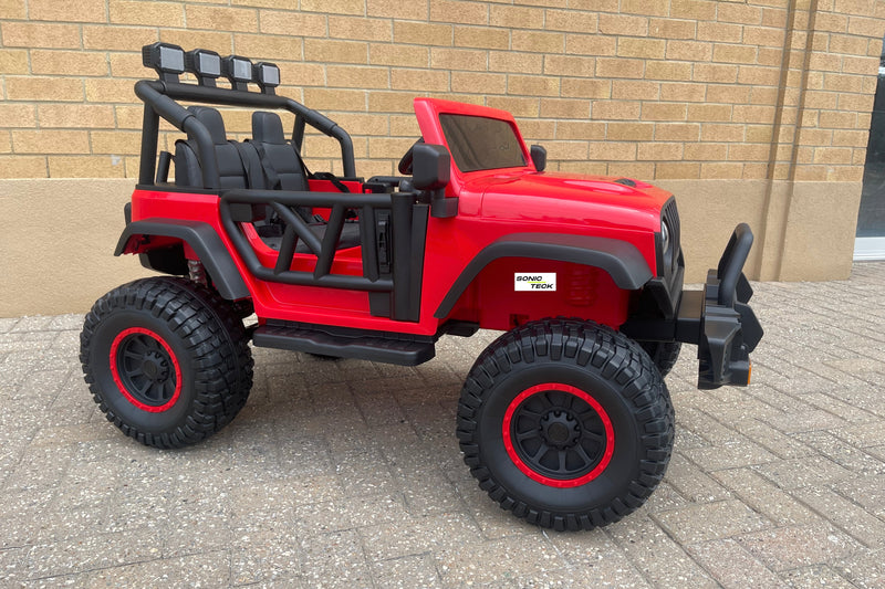 Monster Jeep 24V Ride-On Car – 2-Seater, 4X4 with 800W Motors, Lifted Suspension, Rubber Wheels, Bluetooth, LED Lights, and Parental Remote for Kids